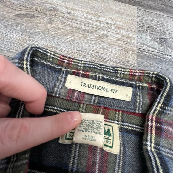 LL Bean Green Gray Scotch Plaid Mens XLT Traditional Fit‎ Flannel Shirt Shacket - Picture 5 of 11